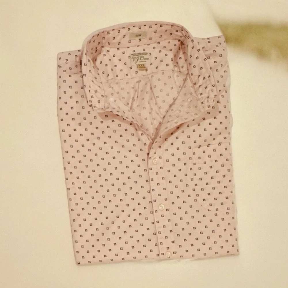 J. CREW Organic Cotton‎ Slim Stretch Fit *Secret Wash* Shirt Pink Print Men XXL